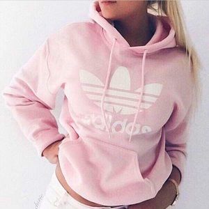 Adidas baby pink oversized hoodie